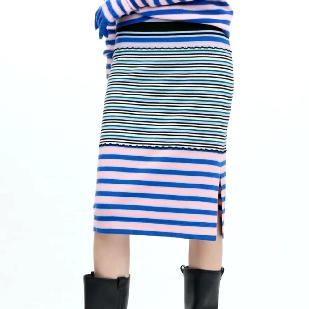 Uniqlo × Marni Striped Merino‑Blend Midi Skirt